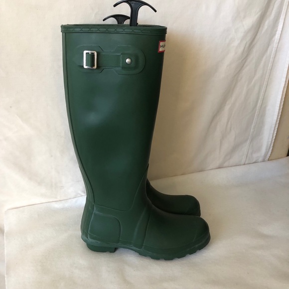 US 8 HUNTER Tall Matte Rain Boots Wellies Green - Picture 4 of 7